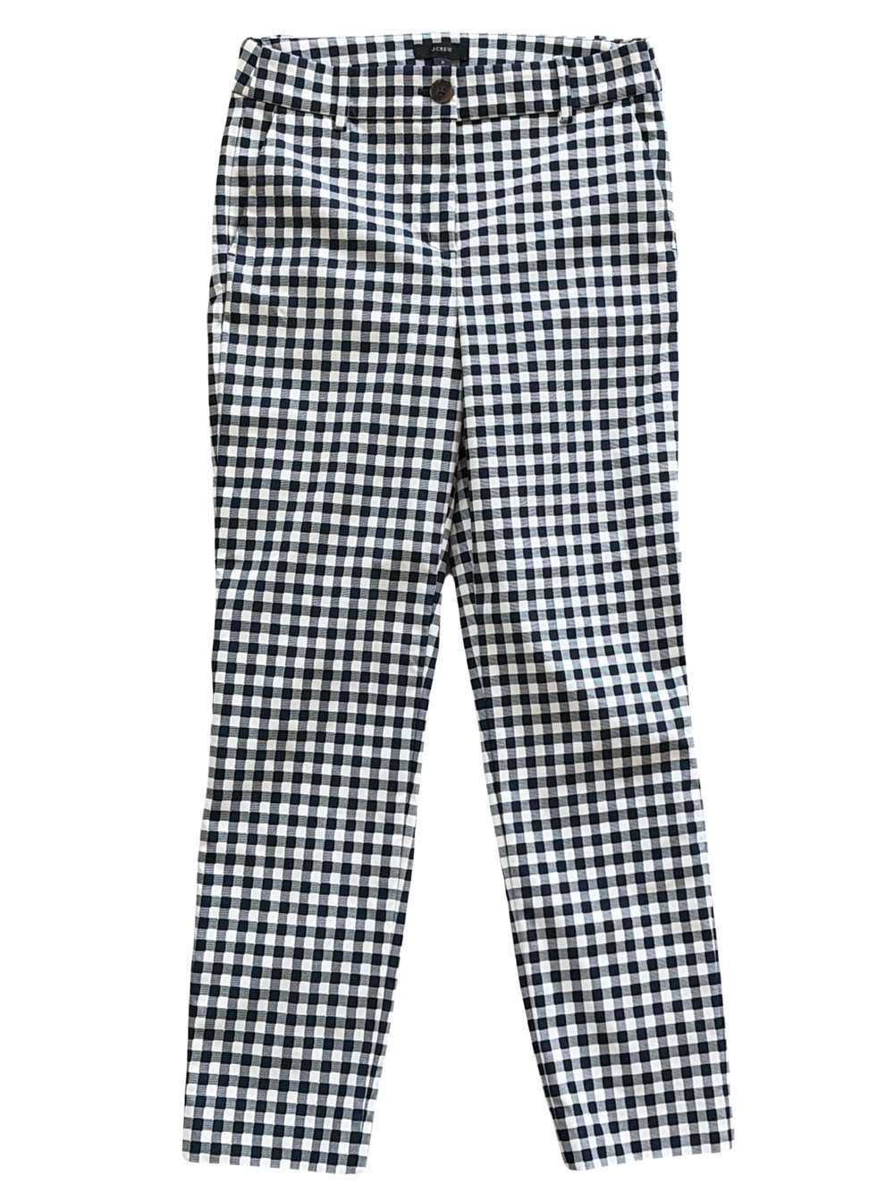 J.Crew navy and white gingham slim-fit ankle pants